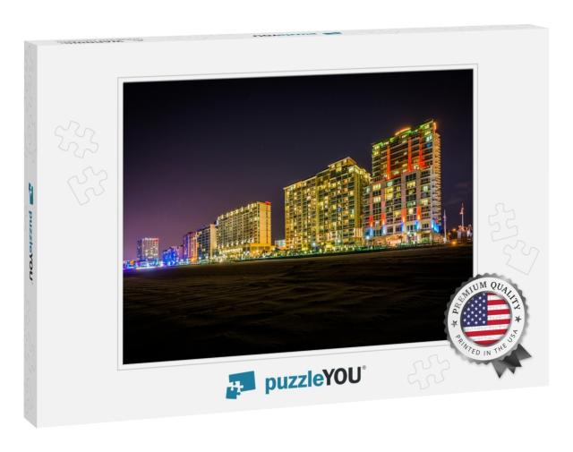 Highrise Hotels on the Oceanfront At Night, in Virginia B... Jigsaw Puzzle