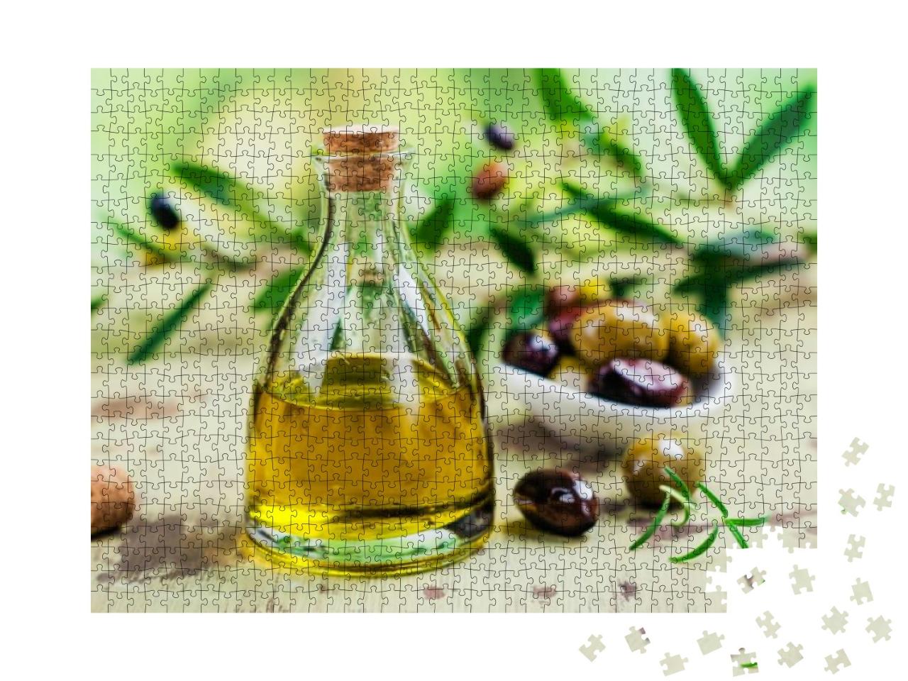 Olive Oil in a Glass Bottle... Jigsaw Puzzle with 1000 pieces
