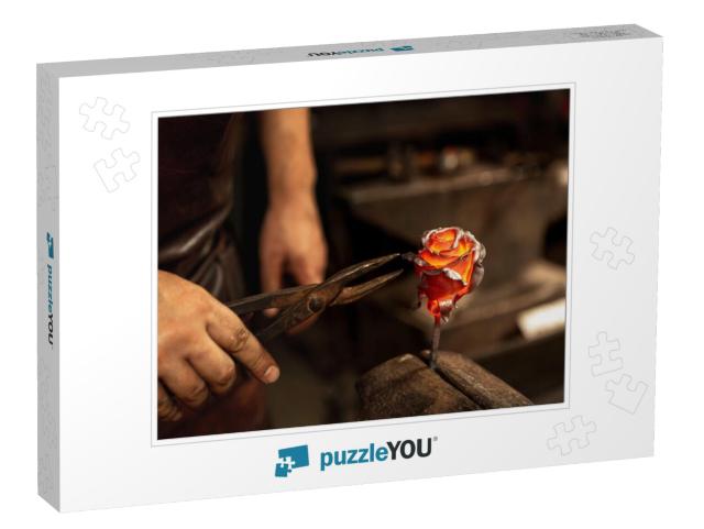 Making Iron, Metal Flower. Bearded Man, Blacksmith Manual... Jigsaw Puzzle