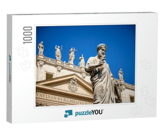 Statue of Saint Peter & Saint Peters Basilica At Backgrou... Jigsaw Puzzle with 1000 pieces