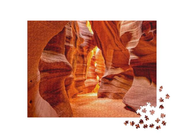 Antelope Canyon Lights & Rocks Arizona Usa... Jigsaw Puzzle with 1000 pieces