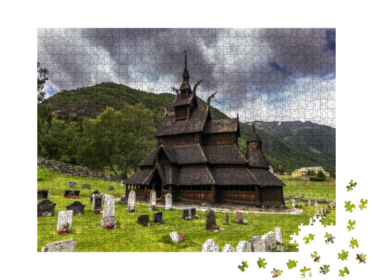 Borgund Stave Church, the Best Preserved of Them All, Nor... Jigsaw Puzzle with 1000 pieces