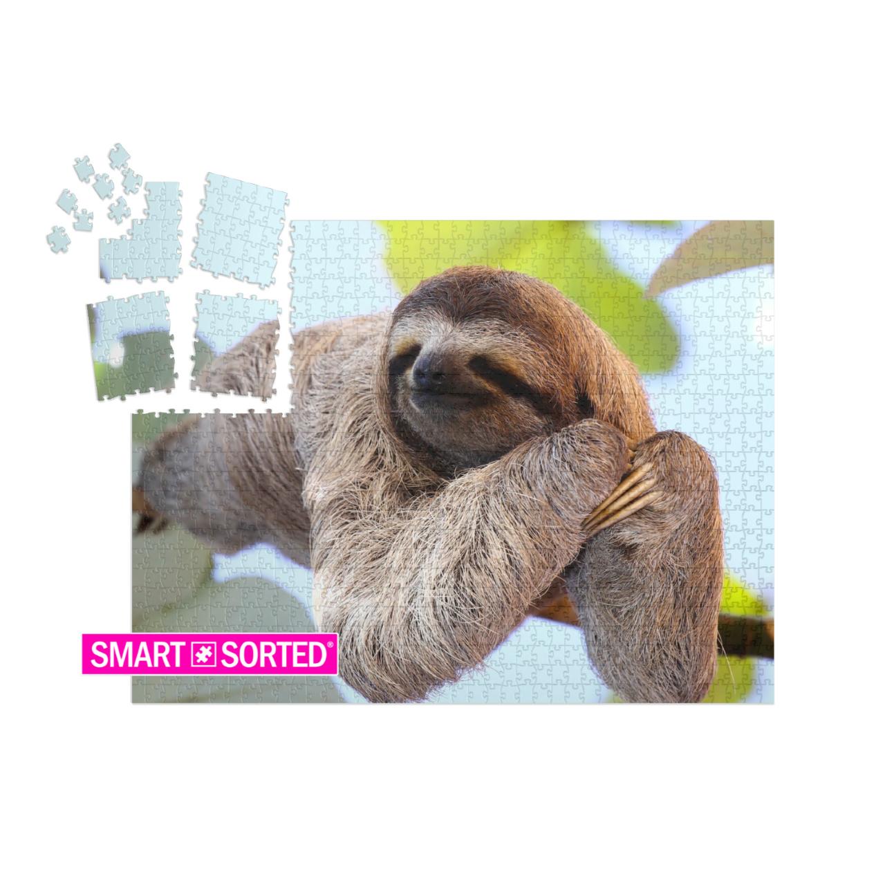 Happy Sloth Hanging on the Tree... | SMART SORTED® | Jigsaw Puzzle with 1000 pieces