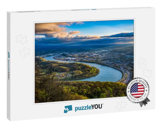 Drone Aerial View of Downtown Chattanooga Tennessee Tn &... Jigsaw Puzzle