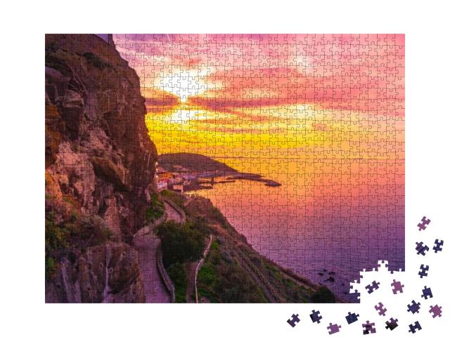 Beautiful Alley of Castelsardo Old Town - Sardinia - Ital... Jigsaw Puzzle with 1000 pieces