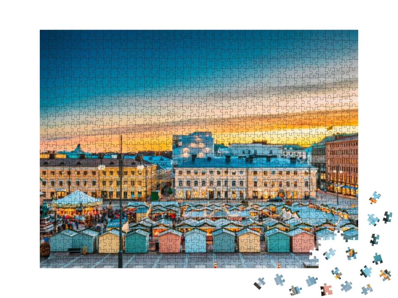 Helsinki, Finland. View of Christmas Xmas Market on Senat... Jigsaw Puzzle with 1000 pieces