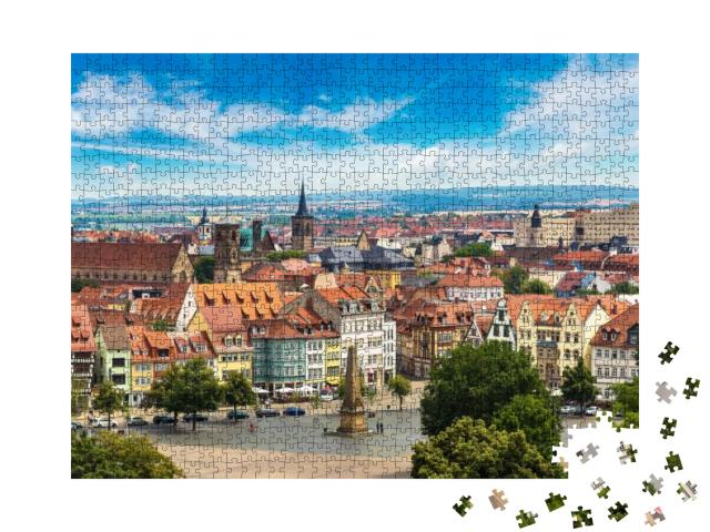 Panoramic Aerial View of Erfurt in a Beautiful Summer Day... Jigsaw Puzzle with 1000 pieces
