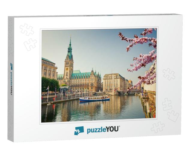 Hamburg Townhall & Alster River At Spring... Jigsaw Puzzle
