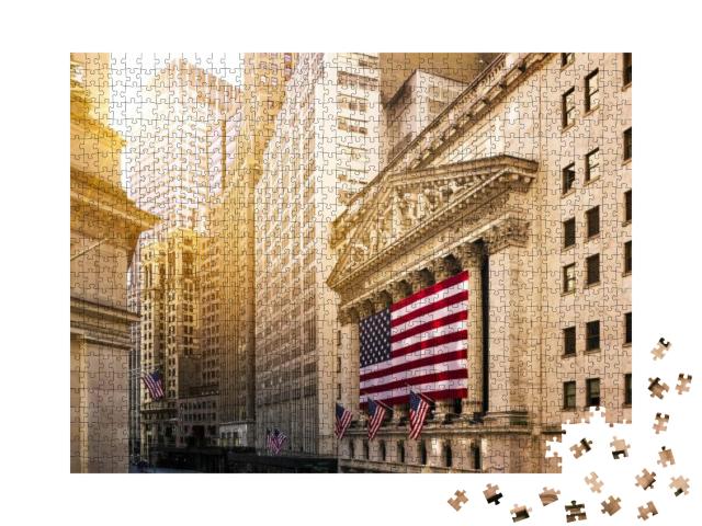 Famous Wall Street & the Building in New York, New York S... Jigsaw Puzzle with 1000 pieces