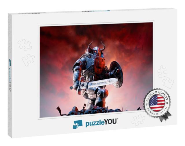 Futuristic Viking Victory - 3D Illustration of Science Fi... Jigsaw Puzzle