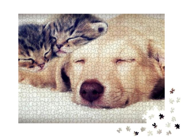 Puppy & Kittens Sleeping... Jigsaw Puzzle with 1000 pieces
