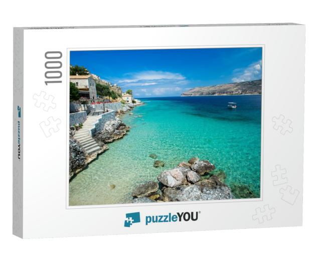 Turquoise Waters of Mediterranean Sea with Cliffs. Limeni... Jigsaw Puzzle with 1000 pieces