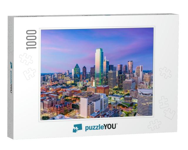 Dallas, Texas, USA Downtown Skyline At Twilight Viewed fro... Jigsaw Puzzle with 1000 pieces