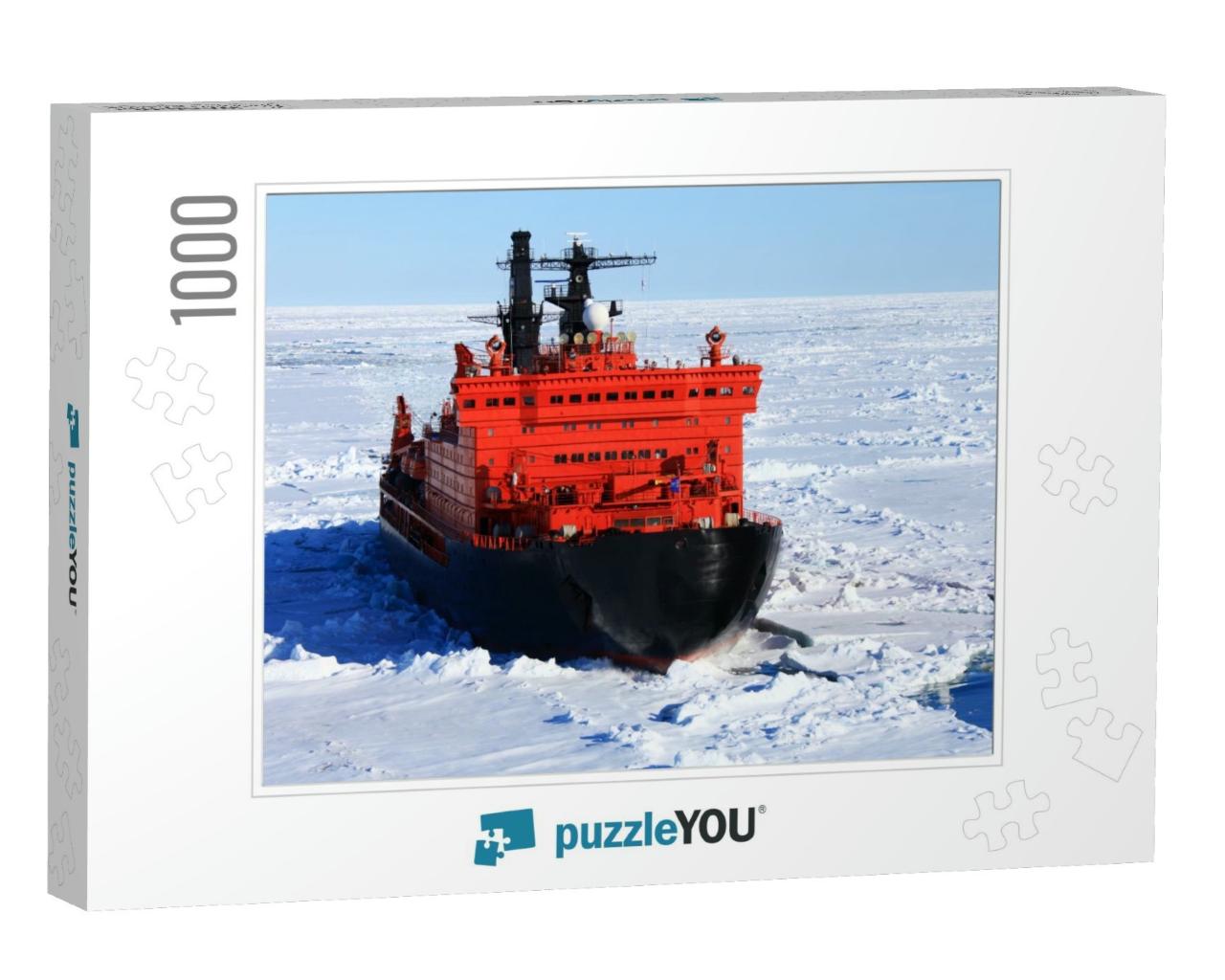Red Icebreaker in the Middle of Arctic Ocean... Jigsaw Puzzle with 1000 pieces