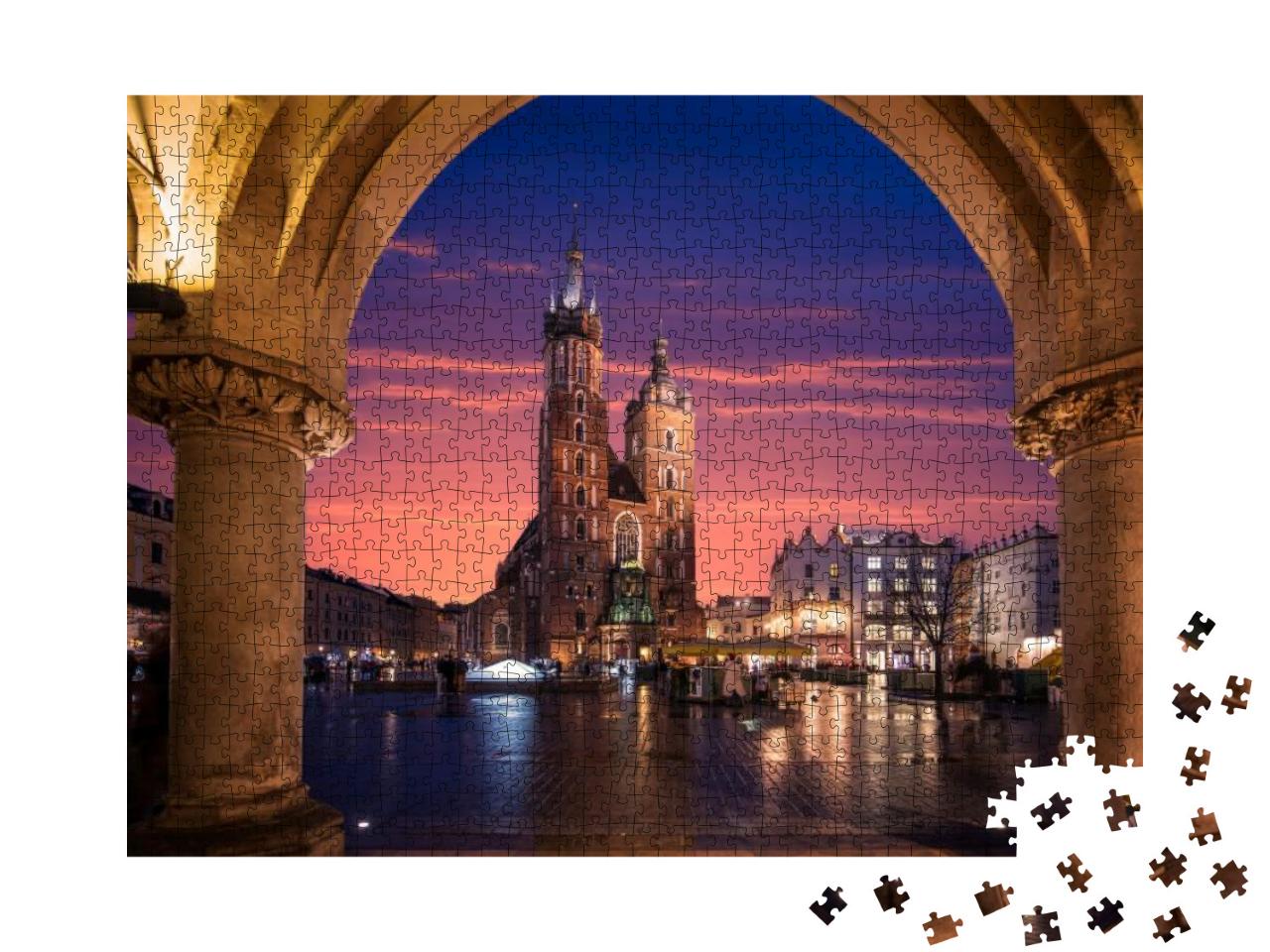 St Mary's Basilica Mariacki Church in the Old Town of Kra... Jigsaw Puzzle with 1000 pieces