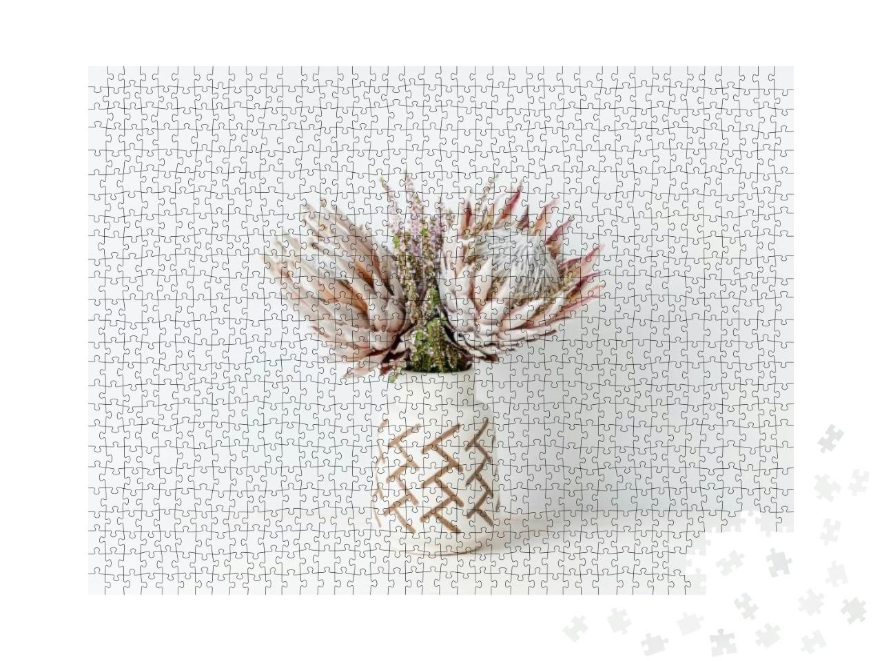 Beautiful Floral Arrangement Including Beautiful Dried Pi... Jigsaw Puzzle with 1000 pieces
