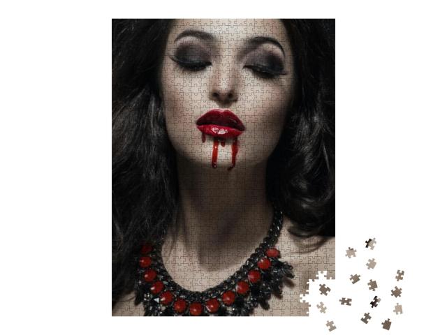 Portrait of a Pale Gothic Vampire Woman... Jigsaw Puzzle with 1000 pieces