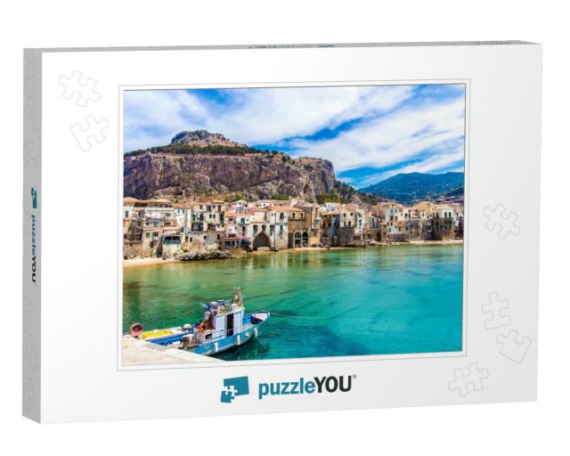 Beautiful View of Cefalu, Little Town on the Sea in Sicil... Jigsaw Puzzle