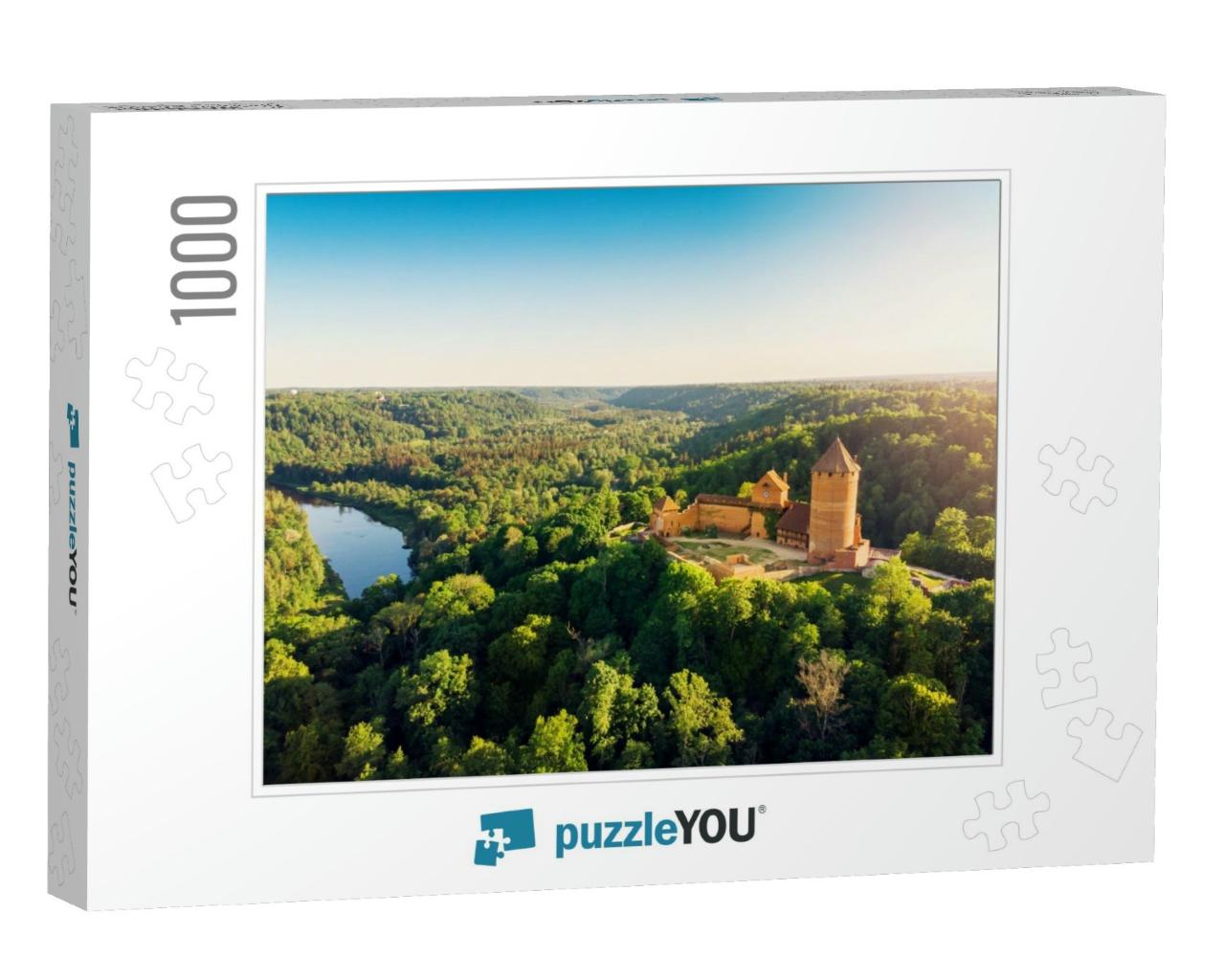 Aerial View to the Turaida Castle & River Gauja At Sunset... Jigsaw Puzzle with 1000 pieces