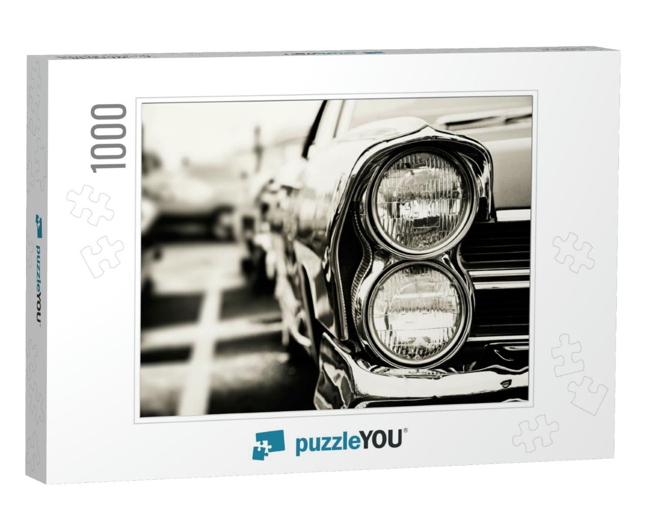 Classic Car with Close-Up on Headlights... Jigsaw Puzzle with 1000 pieces