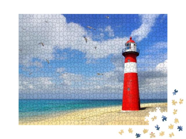 Lighthouse. Westkapelle, Netherlands... Jigsaw Puzzle with 1000 pieces
