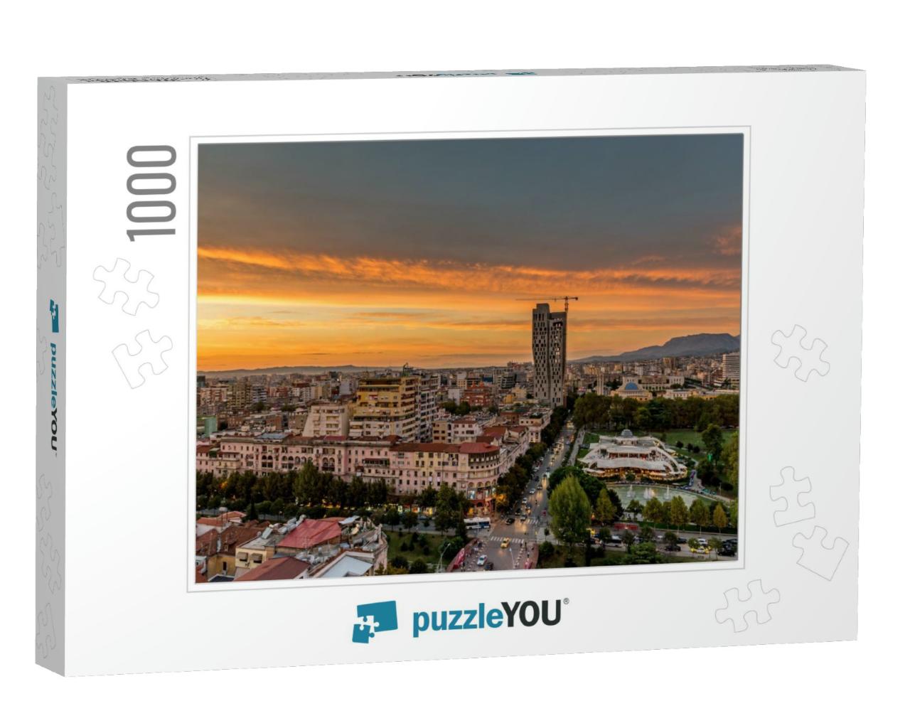 Fantastic Sunset, View of Tirana, Capital of Albania from... Jigsaw Puzzle with 1000 pieces