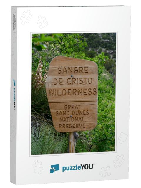 Wooden Sangre De Cristo Wilderness Sign At Entrance to Gr... Jigsaw Puzzle
