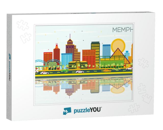 Memphis Tennessee Skyline with Color Buildings, Blue Sky... Jigsaw Puzzle