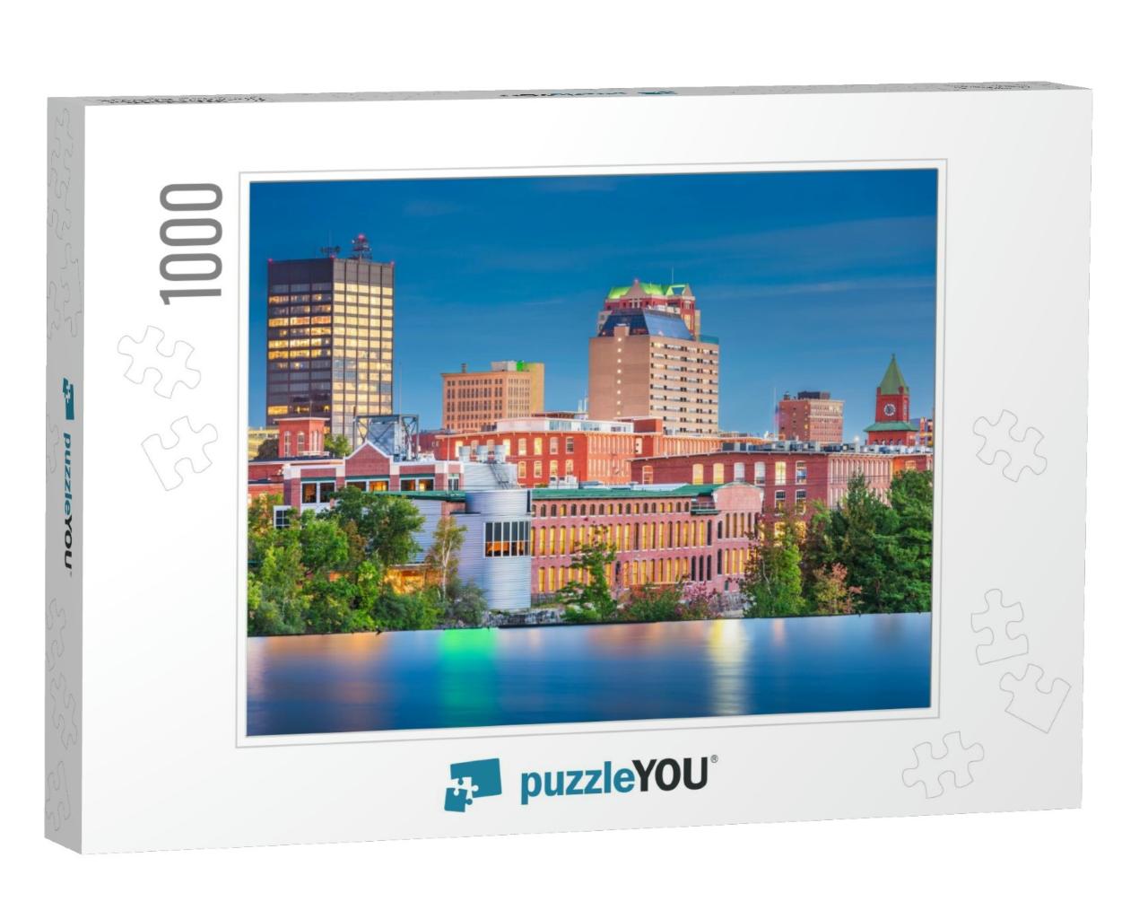 Manchester, New Hampshire, USA Skyline on the Merrimack Ri... Jigsaw Puzzle with 1000 pieces