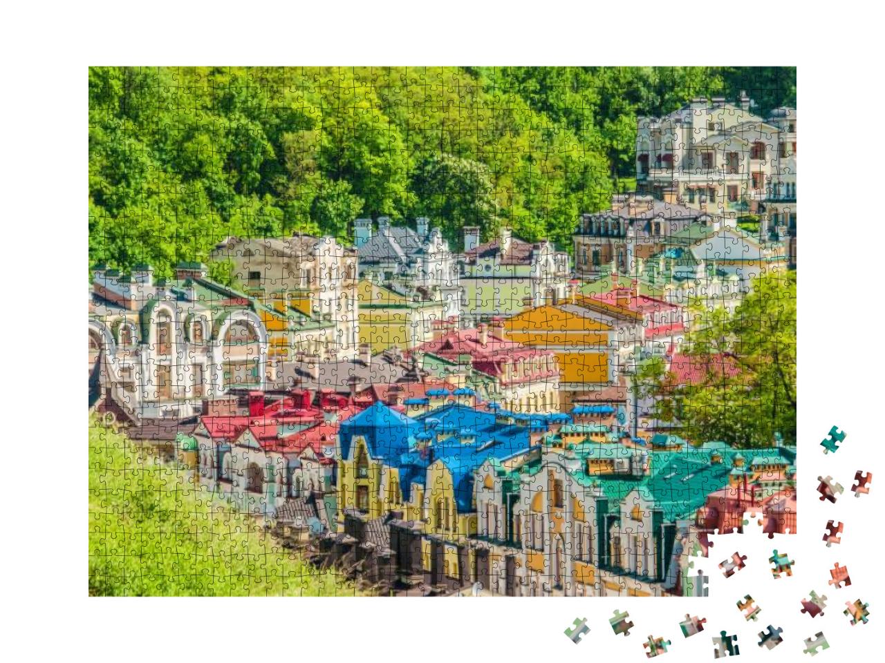 Kiev. Ukraine. Colored Kiev Houses... Jigsaw Puzzle with 1000 pieces