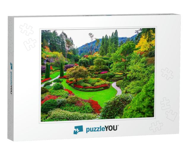 Butchart Gardens - Gardens on Vancouver Island. Flower Be... Jigsaw Puzzle