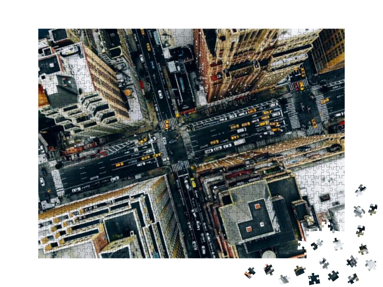 Aerial View of New York Downtown Building Roofs. Birds Ey... Jigsaw Puzzle with 1000 pieces