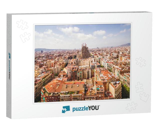 Sagrada Familia Cathedral & Barcelona Cityscape in Spain... Jigsaw Puzzle