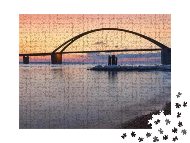 Fehmarn Sound Bridge in Beautiful Sunset... Jigsaw Puzzle with 1000 pieces