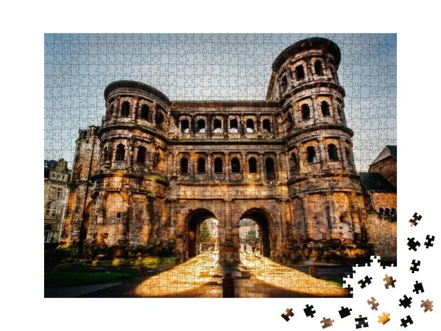 The Porta Nigra Black Gate in Trier City, Germany. It is... Jigsaw Puzzle with 1000 pieces