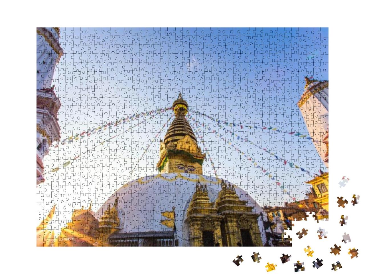 Stupa Shot Before Earthquake Monkey Swayambhunath Temple... Jigsaw Puzzle with 1000 pieces