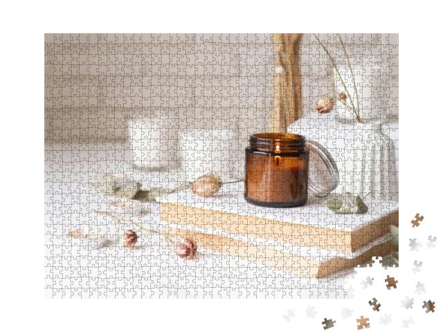 Home Decoration & Interior. Beautiful Burning Candles wit... Jigsaw Puzzle with 1000 pieces