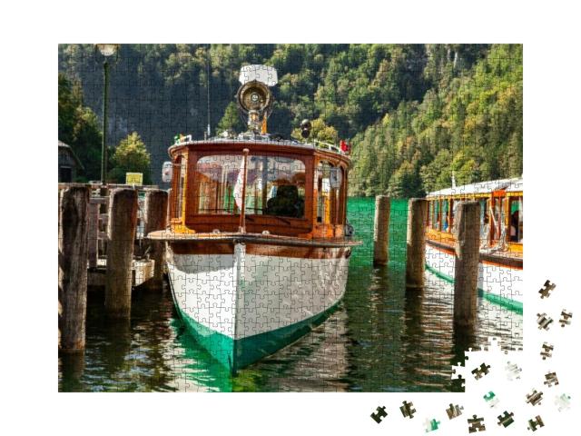 Electric Tourist Boats on Beautiful Lake Konigssee Pier B... Jigsaw Puzzle with 1000 pieces