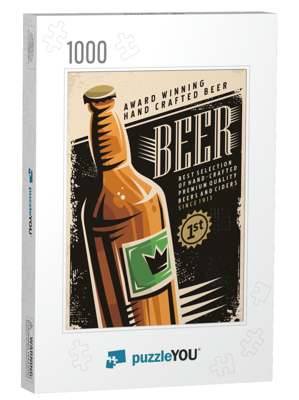 Beer Retro Poster Layout with Beer Bottle & Creative Typo... Jigsaw Puzzle with 1000 pieces