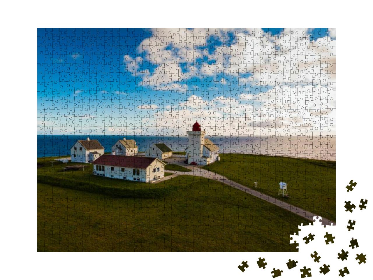 Coastal Landscape. Obrestad Lighthouse in South Norway, N... Jigsaw Puzzle with 1000 pieces