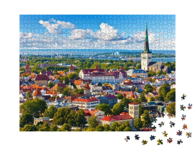 Scenic Summer Aerial Panorama of the Old Town in Tallinn... Jigsaw Puzzle with 1000 pieces