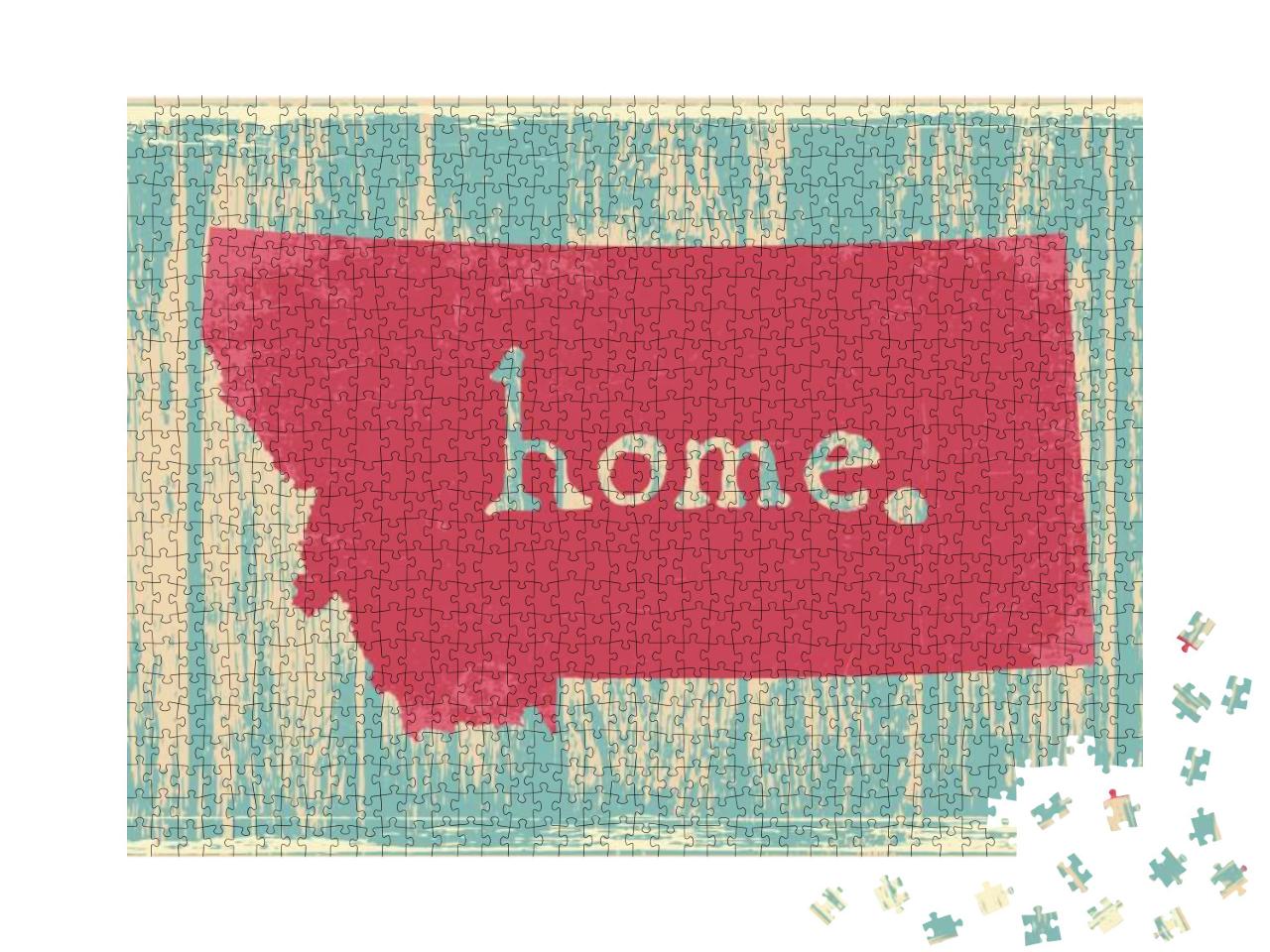 Montana Nostalgic Rustic Vintage State Vector Sign... Jigsaw Puzzle with 1000 pieces
