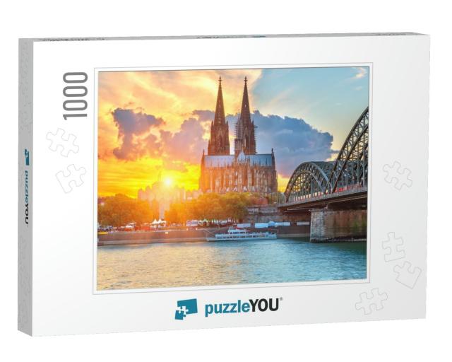View on Cologne At Sunset... Jigsaw Puzzle with 1000 pieces