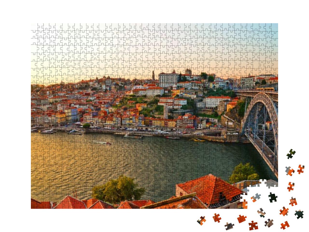Beautiful Summer Sunset Over the Douro River in Porto, Po... Jigsaw Puzzle with 1000 pieces