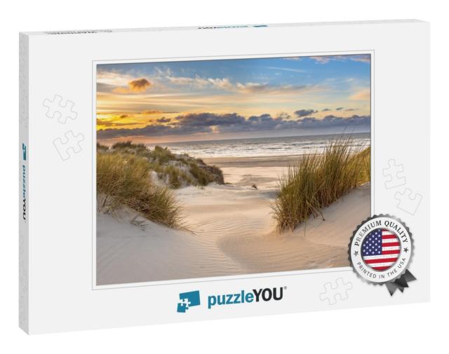 View from Dune Top Over Sunset in North Sea from the Isla... Jigsaw Puzzle