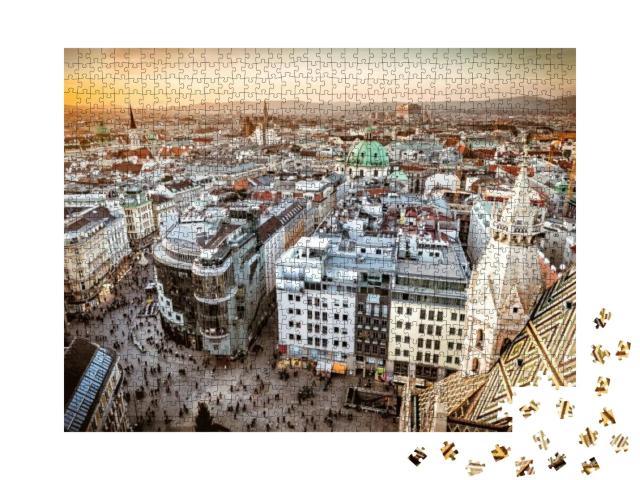 Vienna At Sunset, Aerial View from Above the City... Jigsaw Puzzle with 1000 pieces