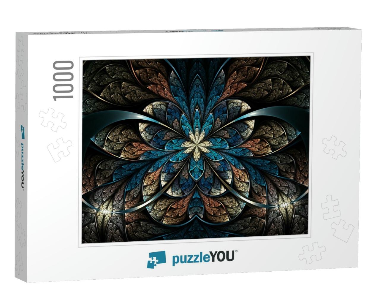 Dark & Colorful Fractal Flower or Butterfly, Digital Artw... Jigsaw Puzzle with 1000 pieces