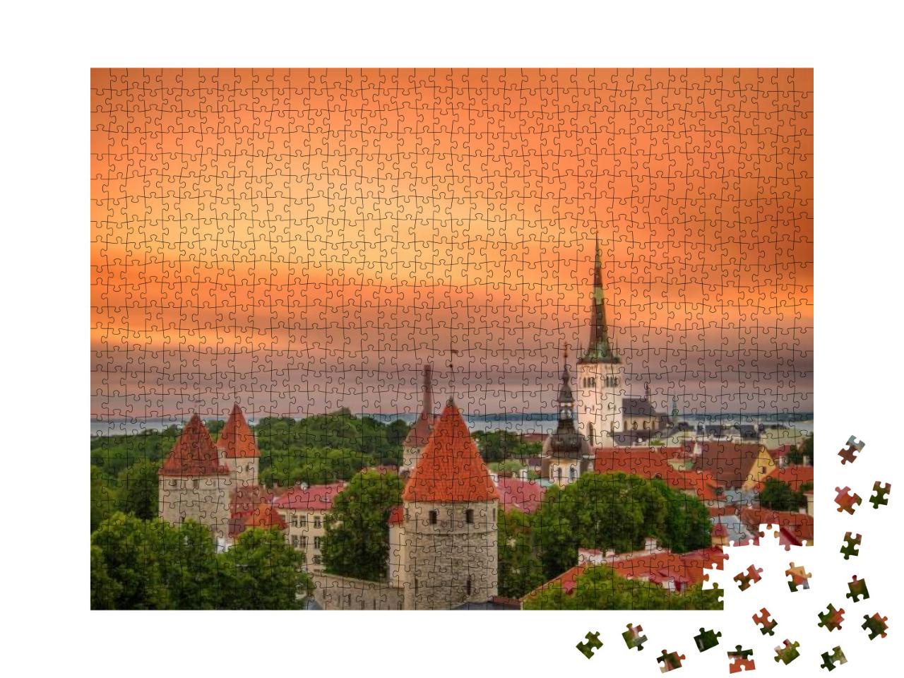 Aerial View of Tallinn Old Town, Estonia. the Classic Ico... Jigsaw Puzzle with 1000 pieces