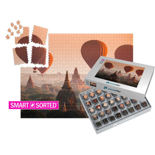 Hot Air Balloon Over Plain of Bagan in Misty Morning, Mya... | SMART SORTED® | Jigsaw Puzzle with 1000 pieces