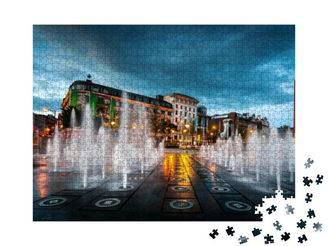 Fountains At Piccadilly Garden in Manchester City Center... Jigsaw Puzzle with 1000 pieces